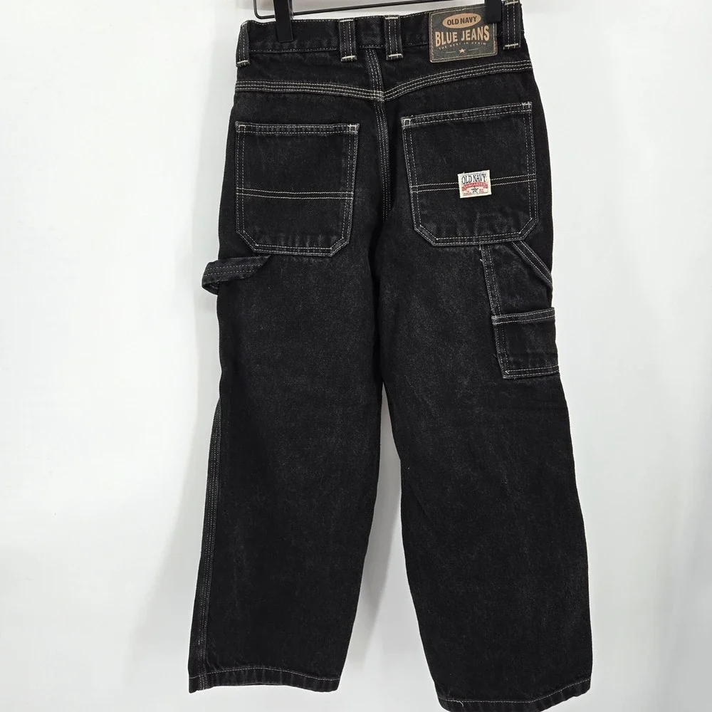 Old Navy Dungarees Black Carpenter Jeans Size 10 Vintage Y2K‎ Gorpcore Grunge